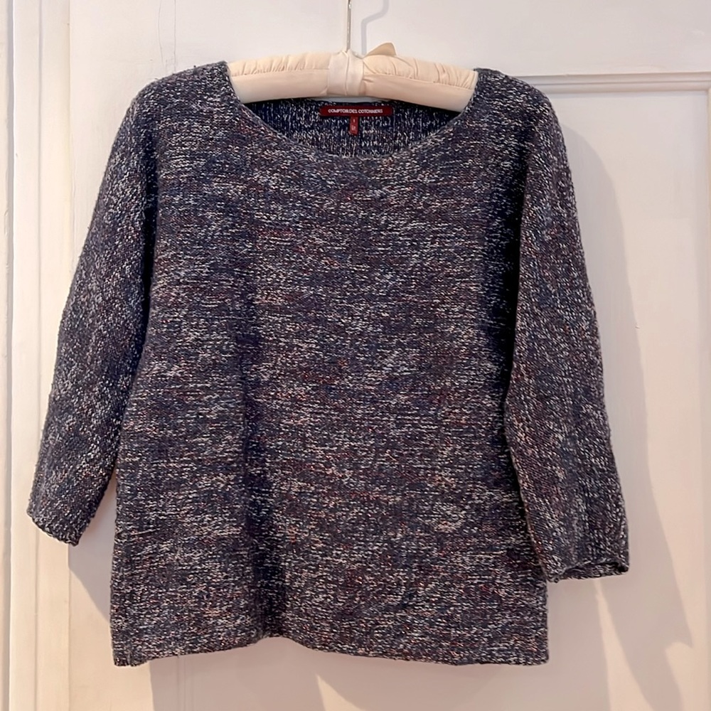 Comptoir des Contonniers 3/4 sleeve cotton blend sweater variegated sz 1